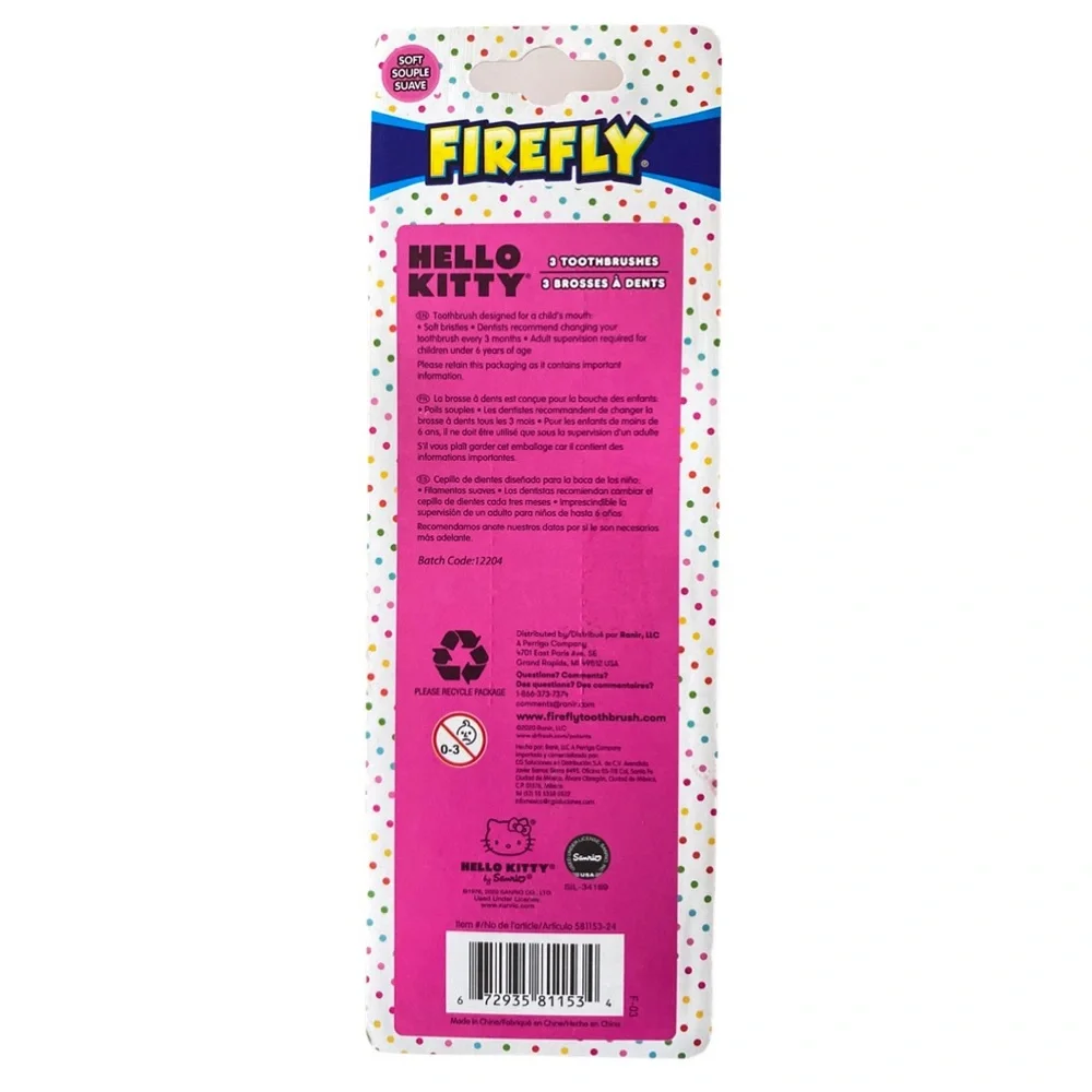 HELLO KITTY Soft Kids Toothbrush Set of 3